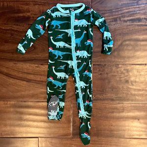 Kickee Pants Muffin Ruffle Footie - Santa Dinos (12-18m)